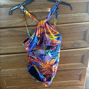 Colorful Tropical Print Swimsuit